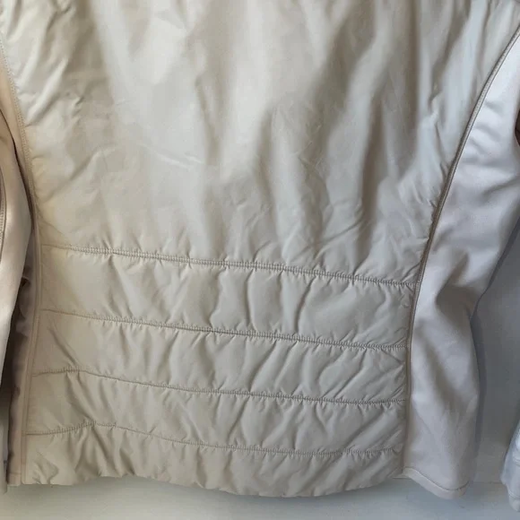 Athleta Women's Light Beige Quilted Puffer Jacket Primaloft - Picture 6 of 11